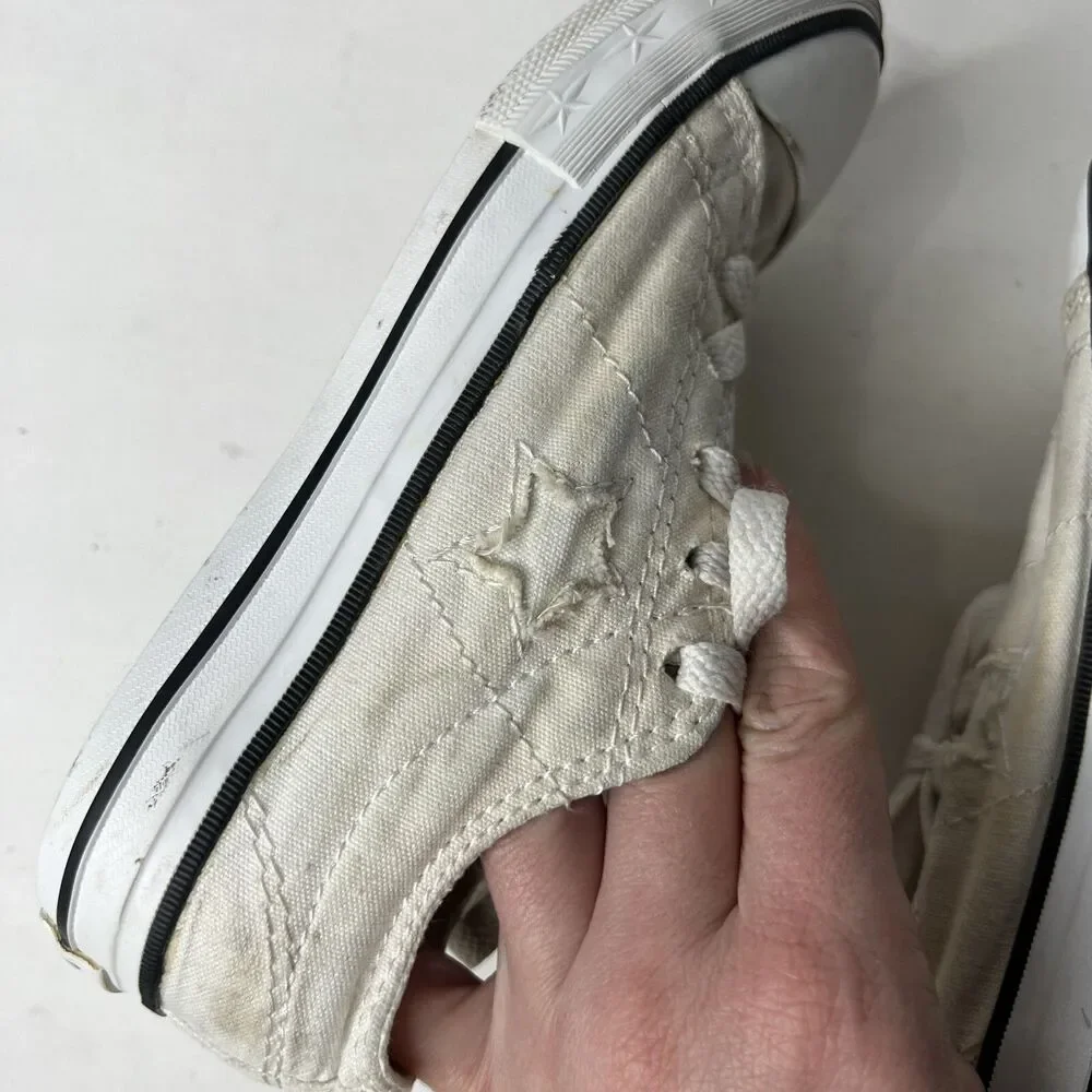 Converse All star Low Top Sneaker Ivory Star Distressed Junior Little Kid 13